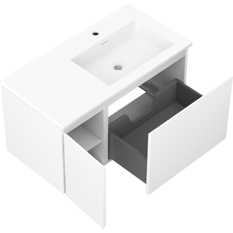 Mexen Orio badkamerkast 90 cm met wastafel Otis rechts, 1S, 1D, wit mat - 91A13-09047-3-BBFF01-W18P01