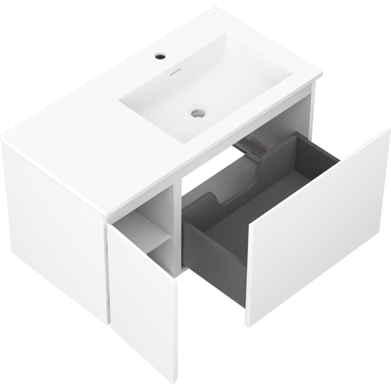 Mexen Orio gabinete de baño 90 cm con lavabo Otis derecho, 1S, 1D, blanco mate - 91A13-09047-3-BBFF01-W18P01