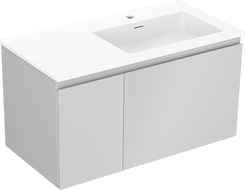 Mexen Orio Badezimmerschrank 90 cm mit Waschbecken Otis rechts, 1S, 1D, grau matt/weiß matt - 91A13-09047-3-BBFF62-W18P01