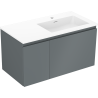 Mexen Orio bathroom cabinet 90 cm with right Otis sink, 1S, 1D, matte graphite/white matte - 91A13-09047-3-BBFF66-W18P01