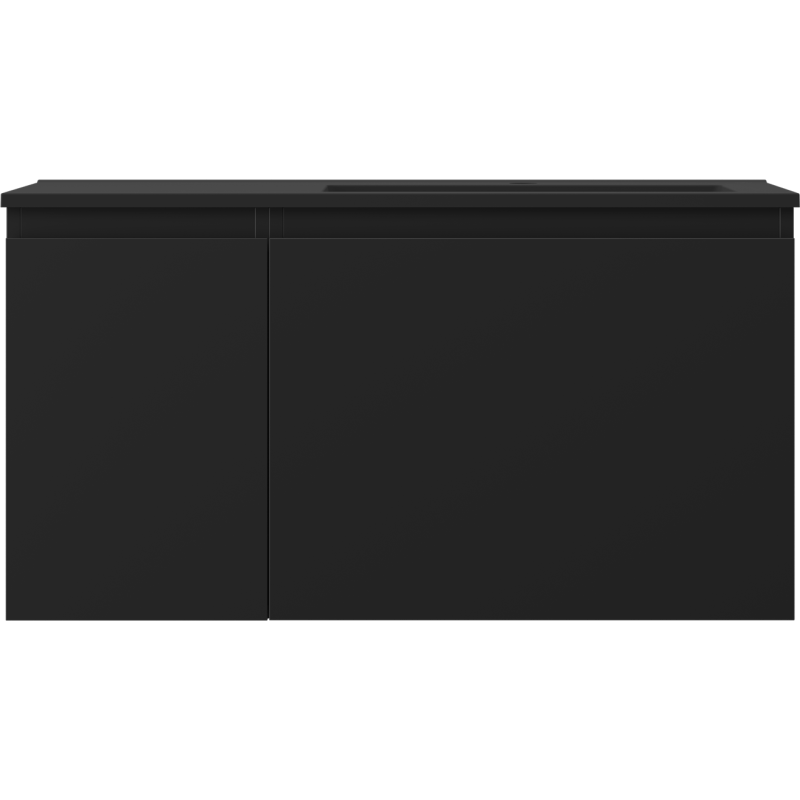 Mexen Orio armario de baño 90 cm con lavabo Otis derecho, 1S, 1D, negro mate - 91A13-09047-3-BBFF71-W18P71
