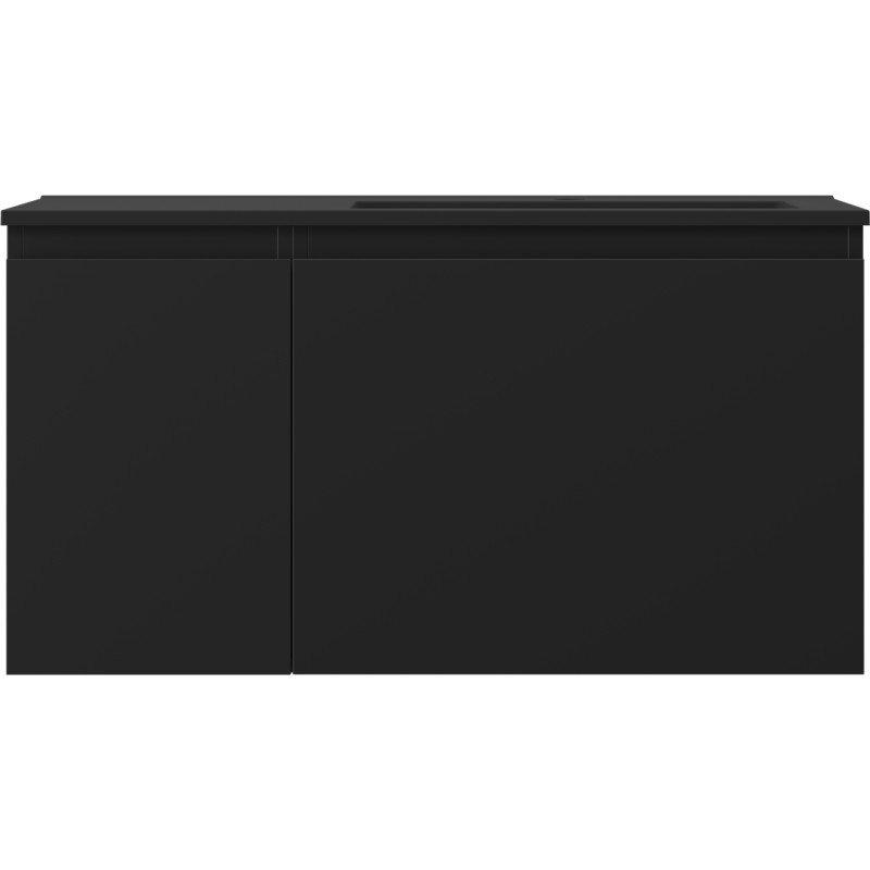Mexen Orio Badezimmerschrank 90 cm mit Waschbecken Otis rechts, 1S, 1D, schwarz matt - 91A13-09047-3-BBFF71-W18P71