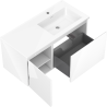 Mexen Orio bathroom cabinet 100 cm with Otis right sink, 1S, 1D, white gloss - 91A13-10047-3-BBFF00-W18P00