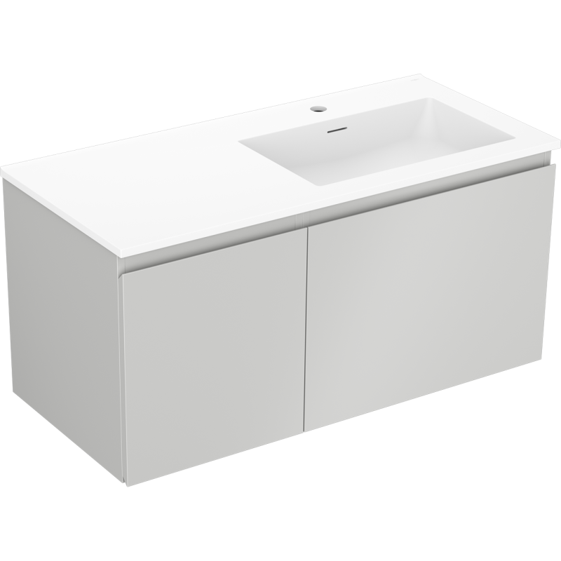 Mexen Orio armário de casa de banho 100 cm com lavatório Otis direito, 1G, 1P, cinza mate/branco mate