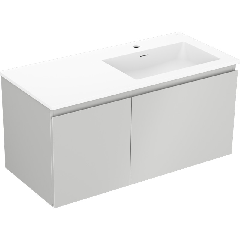 Mexen Orio meuble de salle de bain 100 cm avec lavabo Otis à droite, 1S, 1D, gris mat/blanc mat - 91A13-10047-3-BBFF62-W18P01