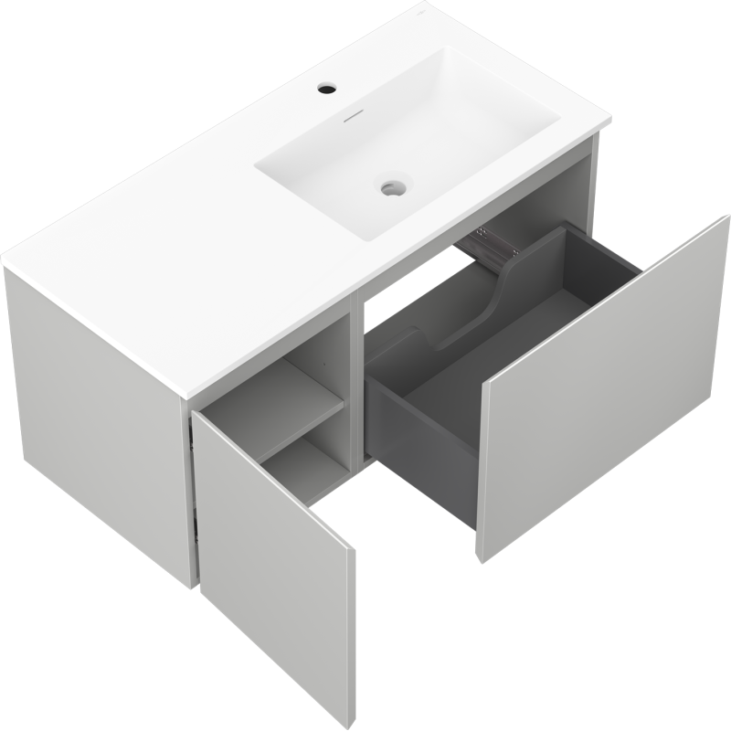 Mexen Orio mueble de baño 100 cm con lavabo Otis derecho, 1S, 1D, gris mate/blanco mate - 91A13-10047-3-BBFF62-W18P01