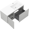 Mexen Orio meuble de salle de bains 100 cm avec lavabo Otis à droite, 1S, 1D, gris mat/blanc mat - 91A13-10047-3-BBFF62-W18P01