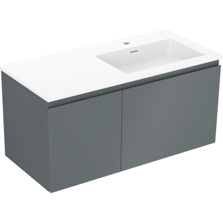 Mexen Orio Badezimmerschrank 100 cm mit Waschbecken Otis rechts, 1S, 1D, mattgrau/weiß matt - 91A13-10047-3-BBFF66-W18P01