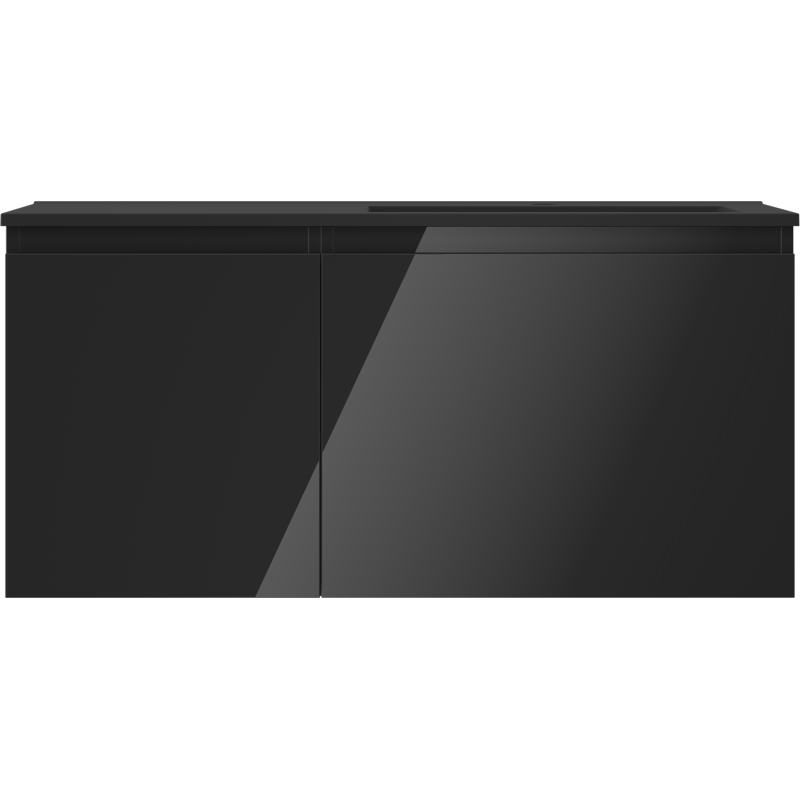 Mexen Orio Badschrank 100 cm mit Otis Waschbecken rechts, 1S, 1D, schwarz glänzend/schwarz matt - 91A13-10047-3-BBFF70-W18P71