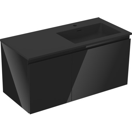 Mexen Orio Badschrank 100 cm mit Otis Waschbecken rechts, 1S, 1D, schwarz glänzend/schwarz matt - 91A13-10047-3-BBFF70-W18P71
