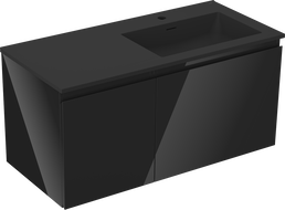 Mexen Orio Badschrank 100 cm mit Otis Waschbecken rechts, 1S, 1D, schwarz glänzend/schwarz matt - 91A13-10047-3-BBFF70-W18P71