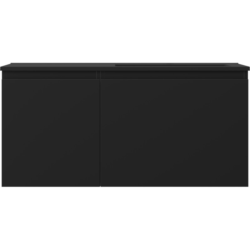 Mexen Orio Badezimmerschrank 100 cm mit Waschbecken Otis rechts, 1S, 1D, schwarz matt - 91A13-10047-3-BBFF71-W18P71