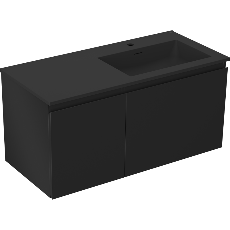 Mexen Orio armario de baño de 100 cm con lavabo Otis derecho, 1S, 1D, negro mate - 91A13-10047-3-BBFF71-W18P71