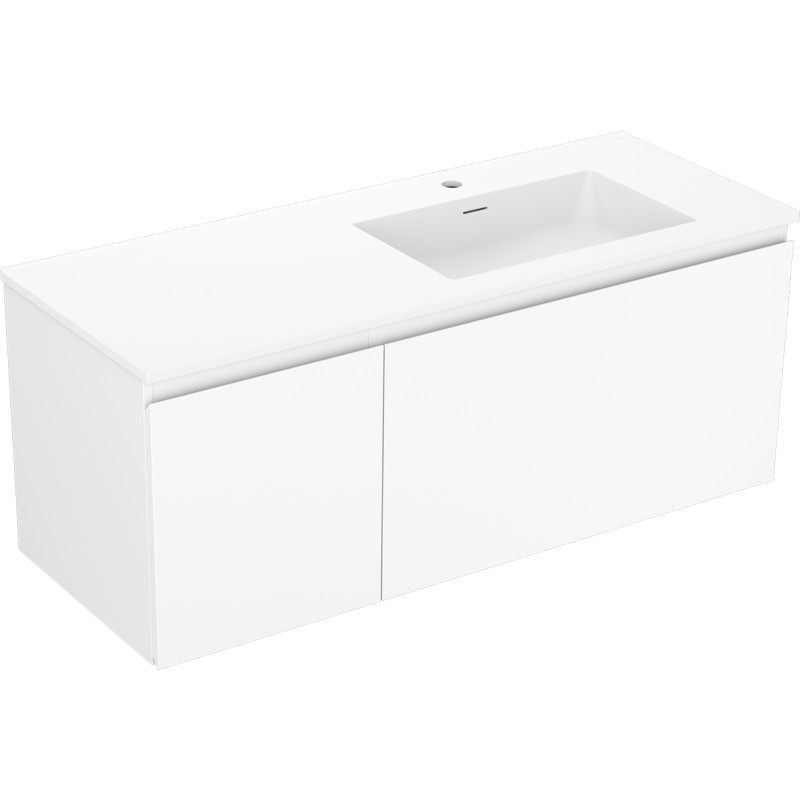 Mexen Orio armoire de salle de bain 120 cm avec lavabo Otis à droite, 1S, 1D, blanc mat - 91A13-12047-3-BBFF01-W18P01