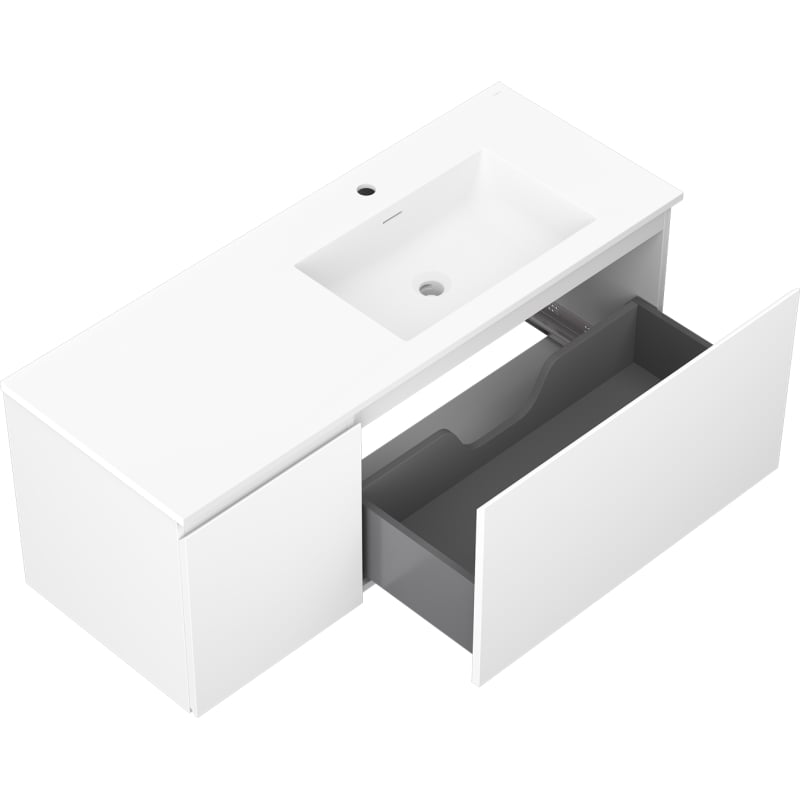 Mexen Orio bathroom cabinet 120 cm with Otis sink on the right, 1S, 1D, white matte - 91A13-12047-3-BBFF01-W18P01
