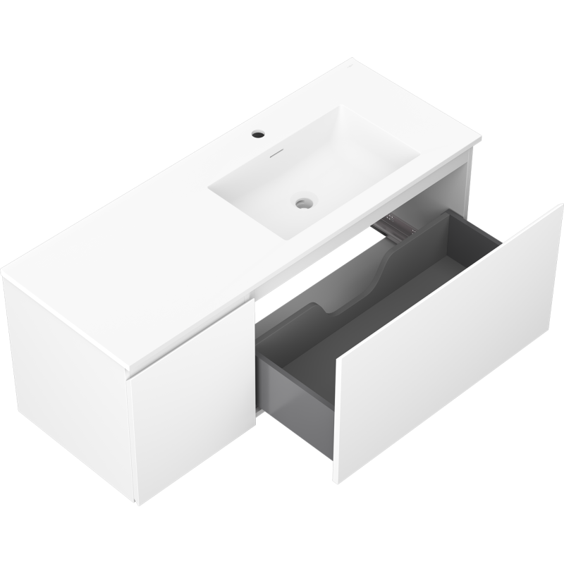 Mexen Orio meuble de salle de bain 120 cm avec lavabo Otis droit, 1S, 1D, blanc mat - 91A13-12047-3-BBFF01-W18P01