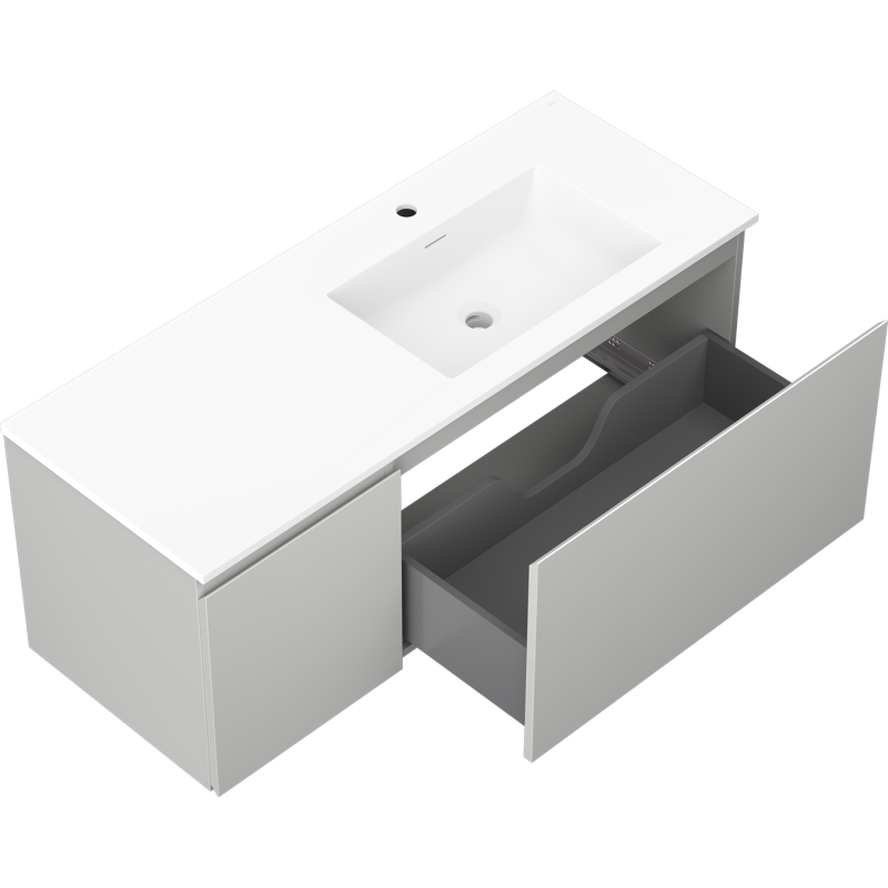 Mexen Orio armoire de salle de bain 120 cm avec lavabo Otis à droite, 1S, 1D, gris mat/blanc mat - 91A13-12047-3-BBFF62-W18P01