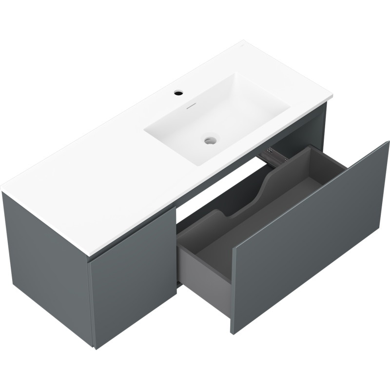 Mexen Orio armoire de salle de bain 120 cm avec lavabo Otis à droite, 1S, 1D, graphite mat/blanc mat