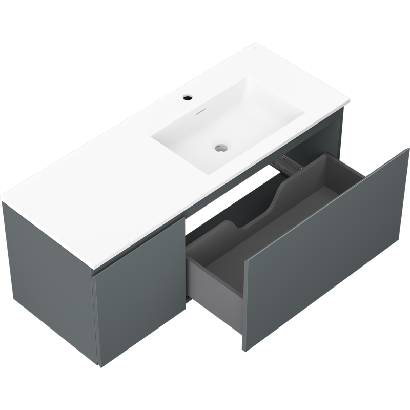 Mexen Orio meuble de salle de bains 120 cm avec lavabo Otis droit, 1S, 1D, graphite mat/blanc mat - 91A13-12047-3-BBFF66-W18P01