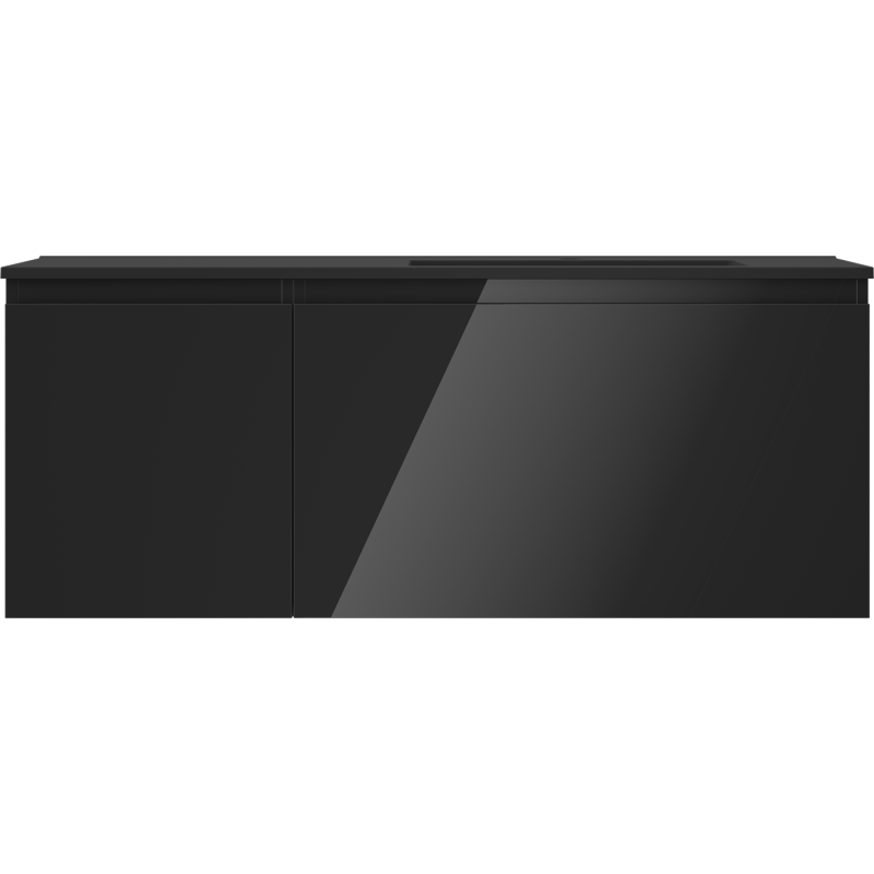 Mexen Orio armário de casa de banho 120 cm com lavatório Otis direito, 1G, 1P, preto brilho/preto mate