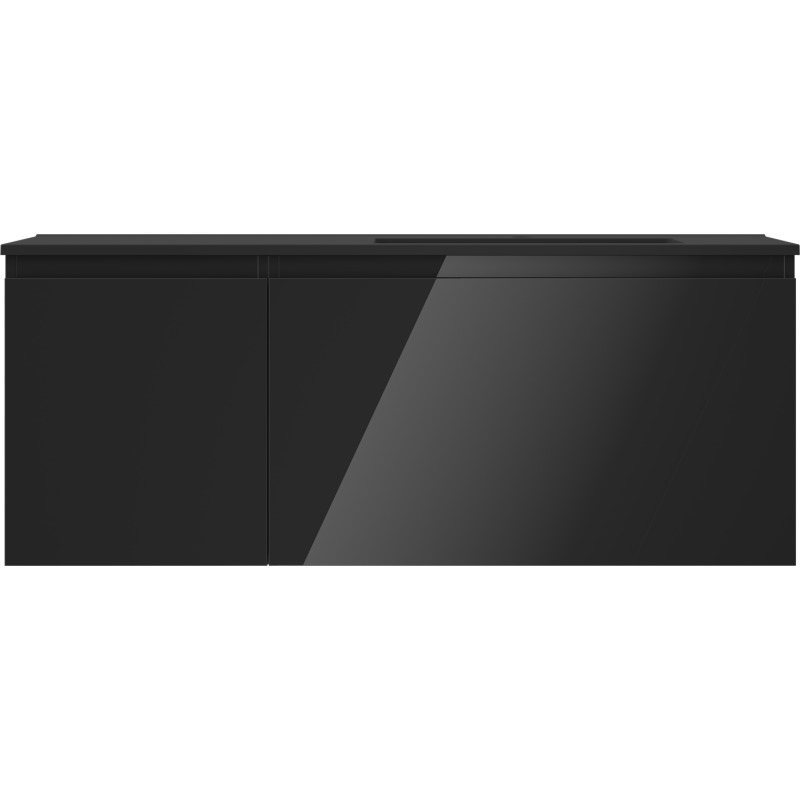 Mexen Orio Badezimmerschrank 120 cm mit Waschbecken Otis rechts, 1S, 1D, schwarzer Glanz/schwarzer Matt