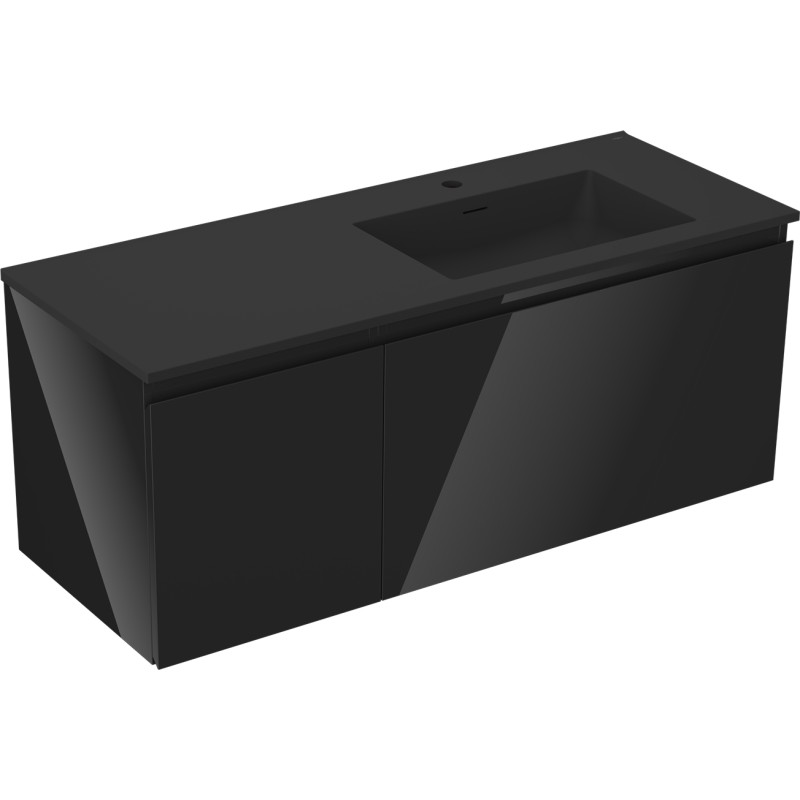 Mexen Orio mobile bagno 120 cm con lavabo Otis destro, 1S, 1A, nero lucido/nero opaco - 91A13-12047-3-BBFF70-W18P71