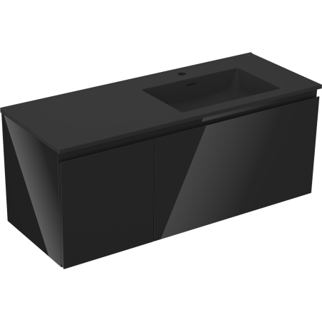 Mexen Orio armario de baño de 120 cm con lavabo Otis derecho, 1 cajón, 1 puerta, negro brillo/negro mate