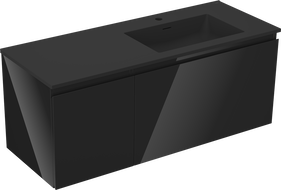 Mexen Orio mueble de baño 120 cm con lavabo Otis derecho, 1S, 1D, negro brillante/negro mate - 91A13-12047-3-BBFF70-W18P71