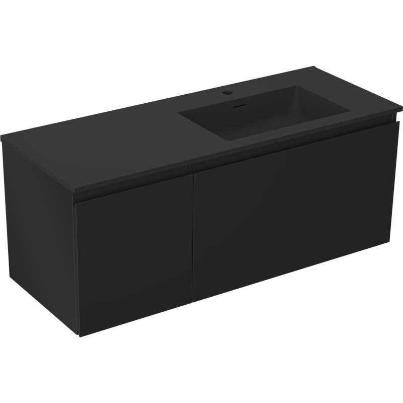 Mexen Orio mobile da bagno 120 cm con lavabo Otis destro, 1S, 1D, nero opaco - 91A13-12047-3-BBFF71-W18P71
