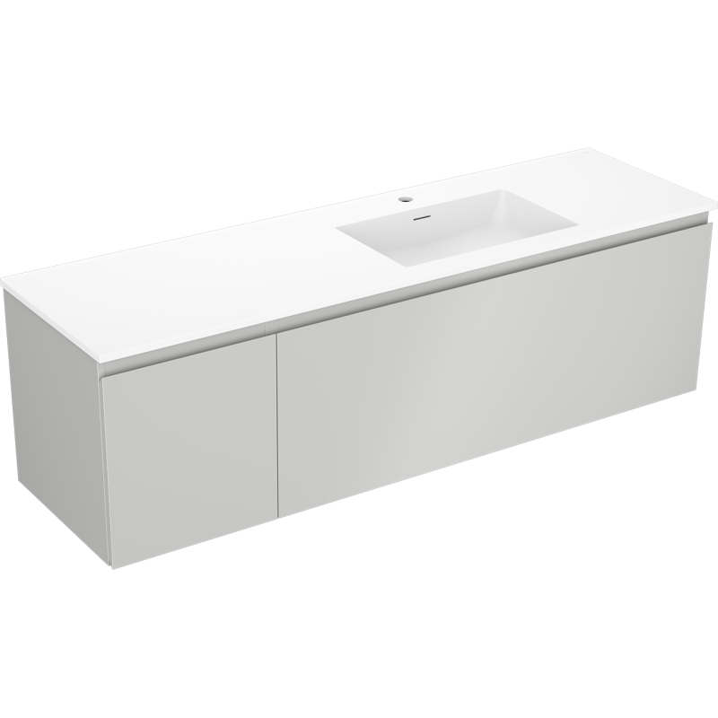 Mexen Orio bathroom cabinet 160 cm with right Otis sink, 1S, 1D, gray matte/white matte - 91A13-16047-3-BBFF62-W18P01