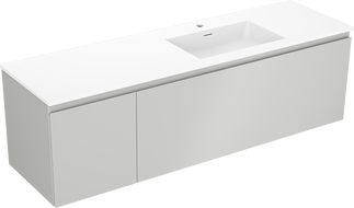 Mexen Orio mueble de baño 160 cm con lavabo Otis derecho, 1S, 1D, gris mate/blanco mate - 91A13-16047-3-BBFF62-W18P01