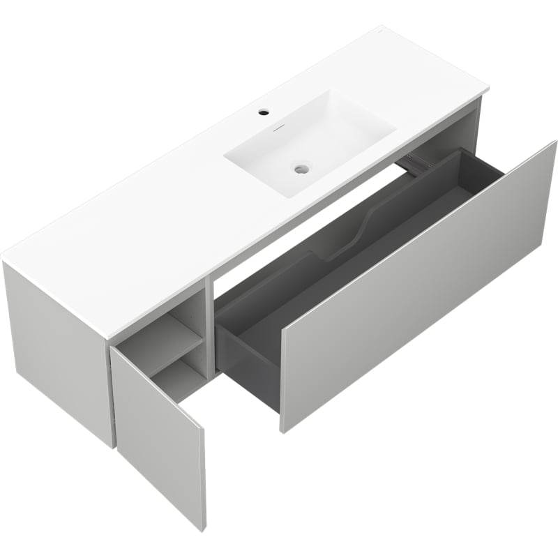 Mexen Orio armoire de salle de bains 160 cm avec lavabo Otis à droite, 1T, 1P, gris mat/blanc mat - 91A13-16047-3-BBFF62-W18P01