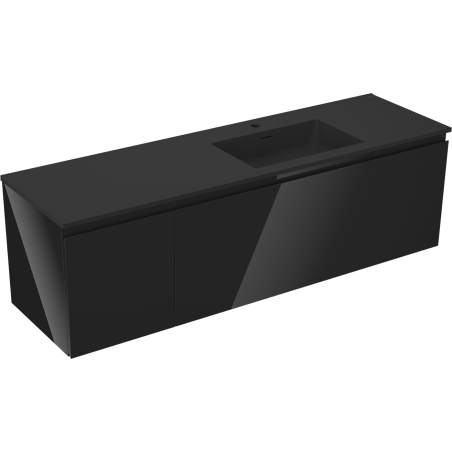 Mexen Orio mobile bagno 160 cm con lavabo Otis destro, 1S, 1D, nero lucido/nero opaco - 91A13-16047-3-BBFF70-W18P71