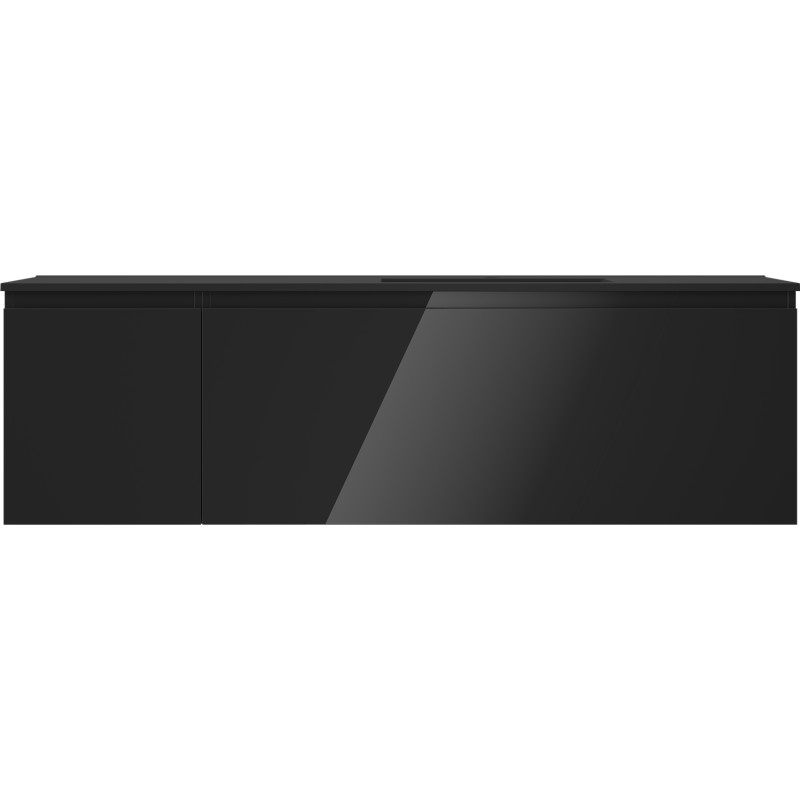 Mexen Orio armario de baño de 160 cm con lavabo Otis derecho, 1S, 1D, negro brillo/negro mate - 91A13-16047-3-BBFF70-W18P71