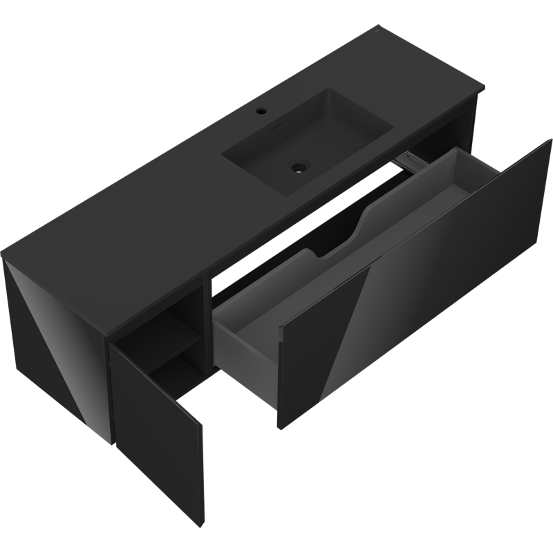 Mexen Orio ντουλάπι μπάνιου 160 cm με νιπτήρα Otis δεξιά, 1Σ, 1Π, μαύρο