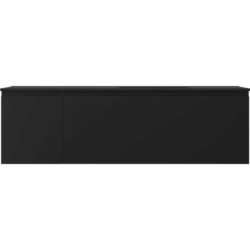 Mexen Orio Badezimmerschrank 160 cm mit Waschbecken Otis rechts, 1S, 1D, schwarz matt - 91A13-16047-3-BBFF71-W18P71