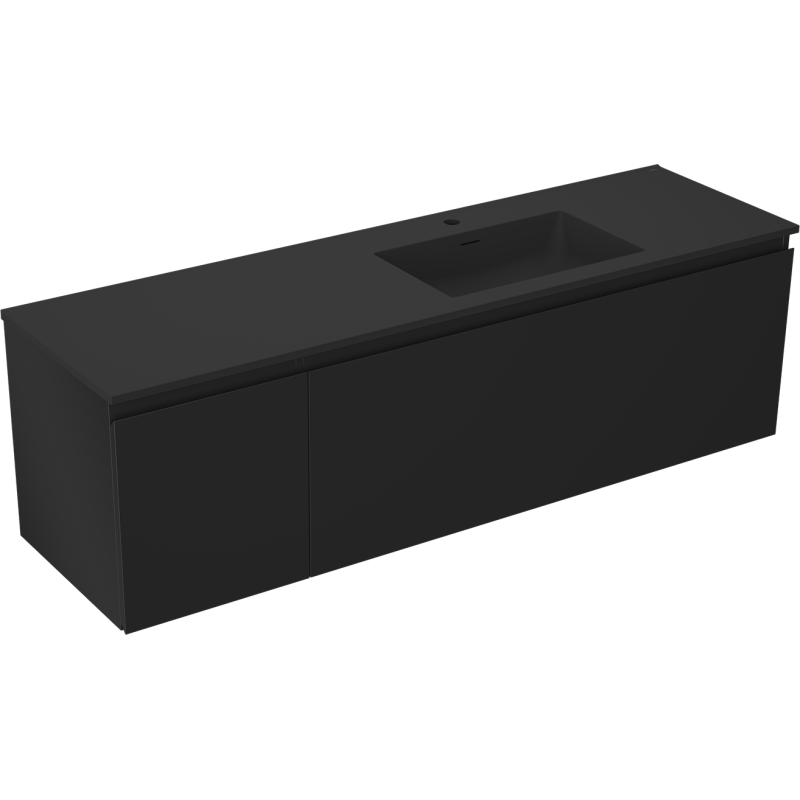 Mexen Orio armario de baño de 160 cm con lavabo Otis derecho, 1S, 1D, negro mate - 91A13-16047-3-BBFF71-W18P71