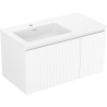 Mexen Rivel 90 cm Bathroom Cabinet with Otis Left Sink, 1S, 1D, Fluted, White Matte - 91A23-09047-3-BBFF01-W18L01
