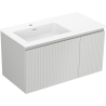 Mexen Rivel 90 cm bathroom cabinet with Otis left sink, 1S, 1D, grooved, gray matte/white matte - 91A23-09047-3-BBFF62-W18L01