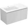 Mexen Rivel armoire de salle de bain 90 cm avec lavabo Otis gauche, 1S, 1D, cannelée, gris mat/blanc mat