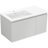 Mexen Rivel badkamerkast 90 cm met wastafel Otis links, 1S, 1D, geribbeld, grijs mat/wit mat - 91A23-09047-3-BBFF62-W18L01