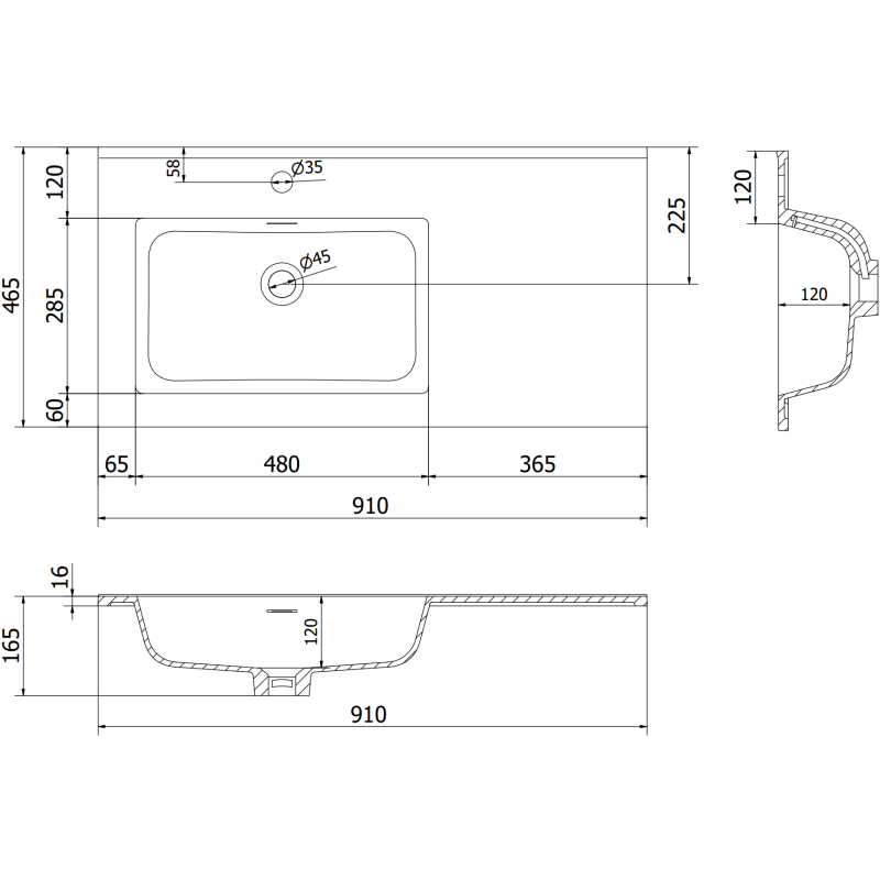 Mexen Rivel mobiletto da bagno 90 cm con lavabo Otis sinistro, 1S, 1D, scanalato, grafite opaco/bianco opaco