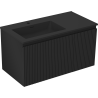 Mexen Rivel armadietto da bagno 90 cm con lavabo Otis sinistro, 1S, 1D, scanalato, nero opaco - 91A23-09047-3-BBFF71-W18L71