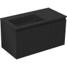 Mexen Rivel bathroom cabinet 90 cm with left Otis sink, 1S, 1D, grooved, black matte - 91A23-09047-3-BBFF71-W18L71