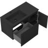 Mexen Rivel armario de baño de 90 cm con lavabo Otis izquierdo, 1S, 1D, ranurado, negro mate - 91A23-09047-3-BBFF71-W18L71