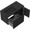 Mexen Rivel armoire de salle de bains 90 cm avec lavabo Otis à gauche, 1S, 1D, rainurée, noir mat - 91A23-09047-3-BBFF71-W18L71