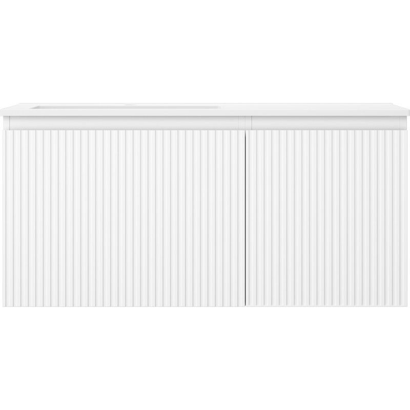 Mexen Rivel badkamerkast 100 cm met wastafel Otis links, 1S, 1D, gegroefd, wit mat - 91A23-10047-3-BBFF01-W18L01