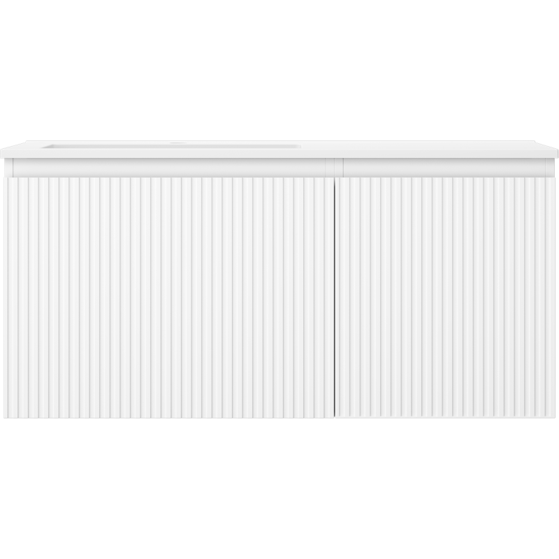 Mexen Rivel Buedzëmmer Cabinet 100 cm mat Uelz Otis lénk, 1S, 1D, gerillt, wäiss Mutt - 91A23-10047-3-BBFF01-W18L01