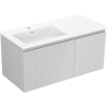 Mexen Rivel Bathroom Cabinet 100 cm with Otis Left Sink, 1S, 1D, Grooved, Gray Matte/White Matte - 91A23-10047-3-BBFF62-W18L01
