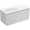 Mexen Rivel mueble de baño de 100 cm con lavabo Otis izquierdo, 1S, 1D, acanalado, gris mate/blanco mate